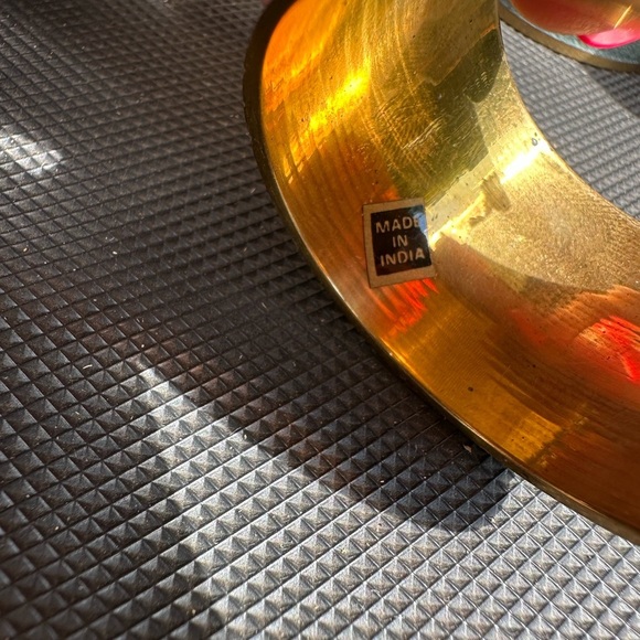 Set Of 6 Forest Green Cloth Paper Napkin Rings MCM Table Decor Made In India - Picture 4 of 5